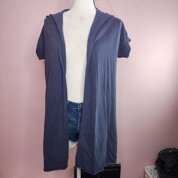 Eileen Fisher | Open-Front Silk Cashmere Hooded Sweater Small - Picture 2 of 8